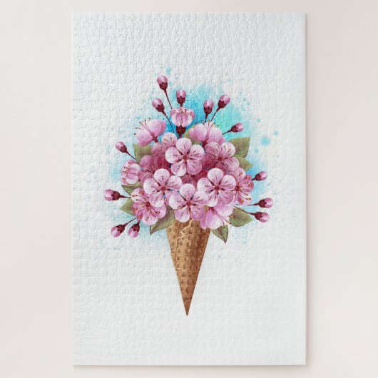 Rosa Sakura Ice Waffel Puzzle (Vertikal)