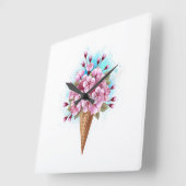 Rosa Sakura Ice Waffel Quadratische Wanduhr (Winkel)