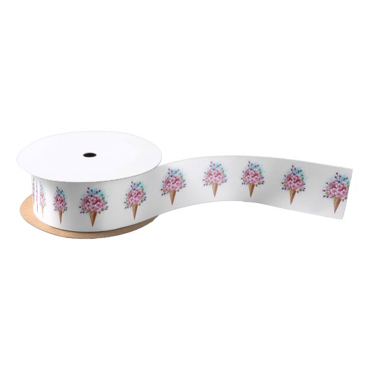 Rosa Sakura Ice Waffel Satinband (Spule)
