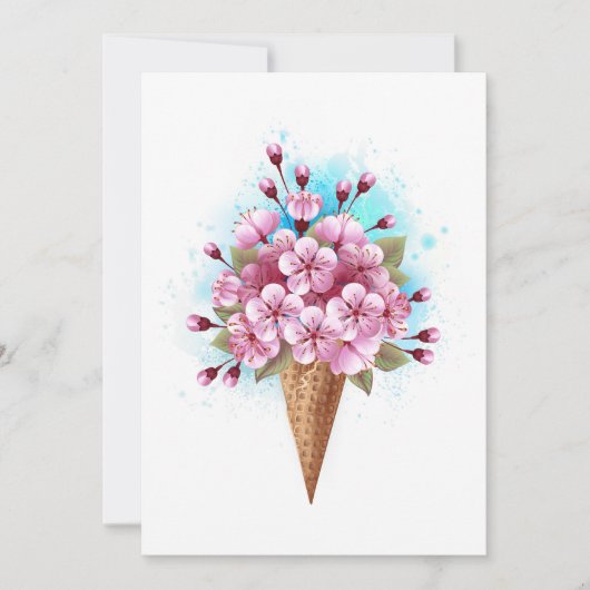 Rosa Sakura Ice Waffel Save The Date (Vorderseite)
