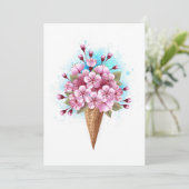 Rosa Sakura Ice Waffel Save The Date (Stehend Vorderseite)