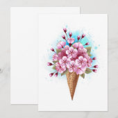 Rosa Sakura Ice Waffel Save The Date (Vorne/Hinten)