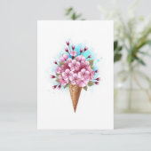 Rosa Sakura Ice Waffel Save The Date (Stehend Vorderseite)