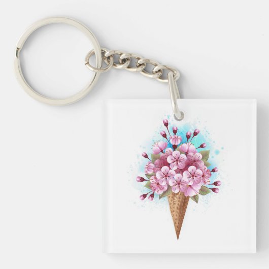 Rosa Sakura Ice Waffel Schlüsselanhänger (Vorderseite)