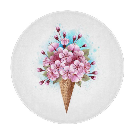 Rosa Sakura Ice Waffel Schneidebrett (Vorderseite)