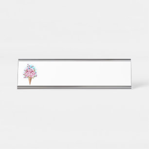 Rosa Sakura Ice Waffel Schreibtischnamensplakette