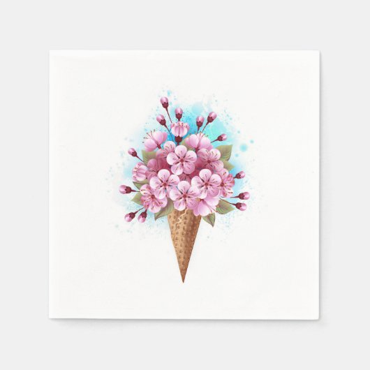 Rosa Sakura Ice Waffel Serviette (Vorderseite)
