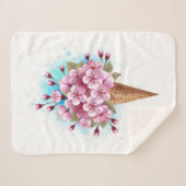 Rosa Sakura Ice Waffel Sherpadecke (Vorderseite (Horizontal))