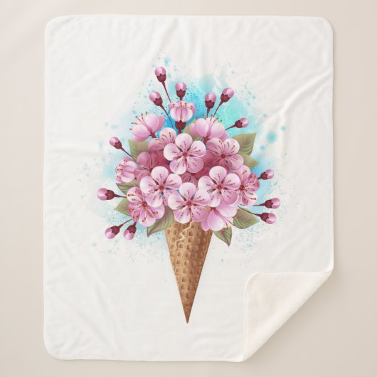 Rosa Sakura Ice Waffel Sherpadecke (Vorderseite)