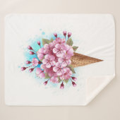 Rosa Sakura Ice Waffel Sherpadecke (Vorderseite (Horizontal))