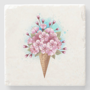 Rosa Sakura Ice Waffel Steinuntersetzer