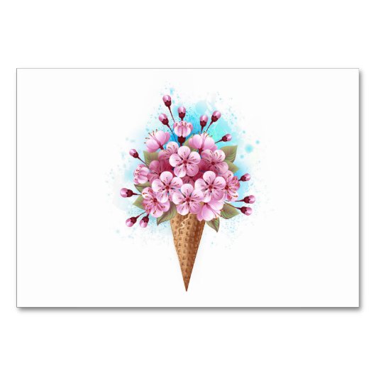 Rosa Sakura Ice Waffel Tischnummer (Vorderseite)