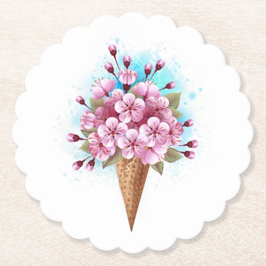 Rosa Sakura Ice Waffel Untersetzer (Vorderseite)