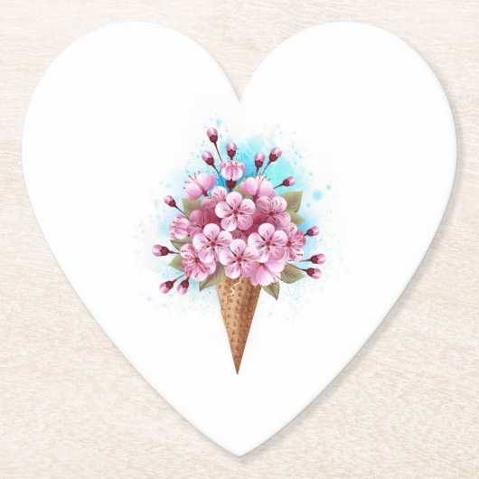 Rosa Sakura Ice Waffel Untersetzer (Vorderseite)