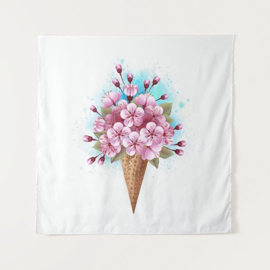 Rosa Sakura Ice Waffel Wandteppich (Vorderseite)
