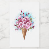Rosa Sakura Ice Waffel Weinetikett (Einzelnes Label)