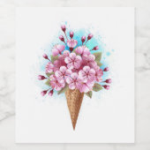 Rosa Sakura Ice Waffel Weinetikett (Einzelnes Label)