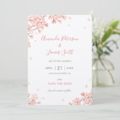 Rosa Sakura Japanisch Kirschblüten Save the Date Einladung (Stehend Vorderseite)