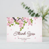 Rosa Sakura japanische Kirschblüten Hochzeit Dankeskarte (Stehend Vorderseite)
