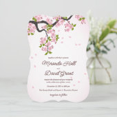 Rosa Sakura japanische Kirschblüten Hochzeit Einladung (Stehend Vorderseite)