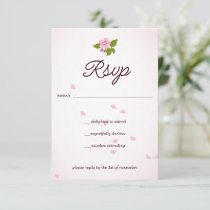 Rosa Sakura japanische Kirschblüten Hochzeit RSVP Karte
