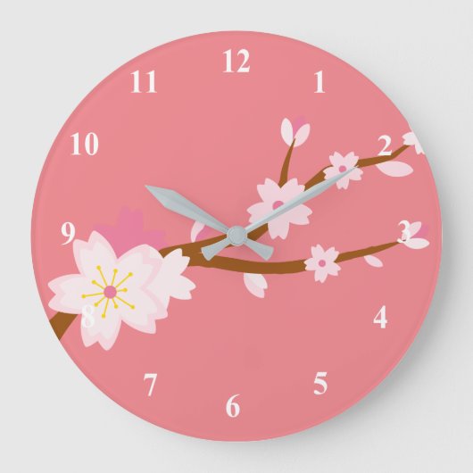 Rosa Sakura Jerry Blossom Japanisch Große Wanduhr (Vorderseite)