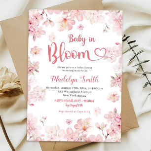 Rosa Sakura Kirschblüten-Baby in Blüte Einladung