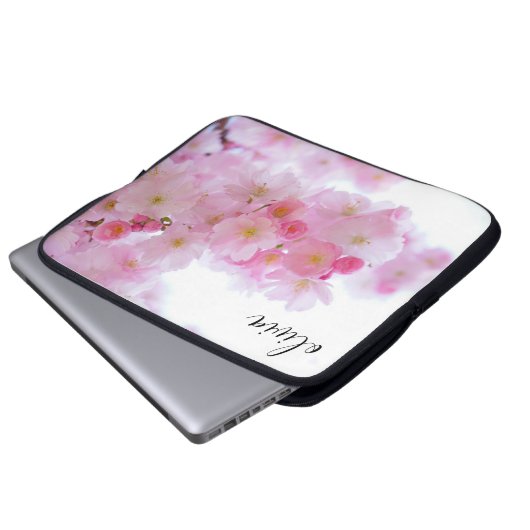 Rosa Sakura Kirschblüten Personalisiert Laptopschutzhülle (Vorne Knopf)