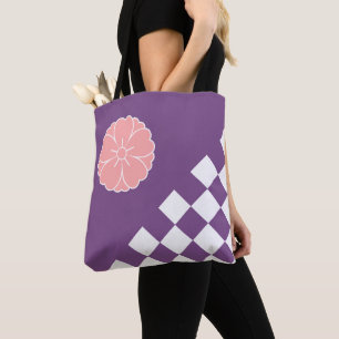 Rosa Sakura und kariertes Muster Tasche