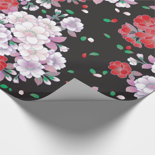 Rosa Sakura Vintages japanisches Muster Geschenkpapier (Ecke)