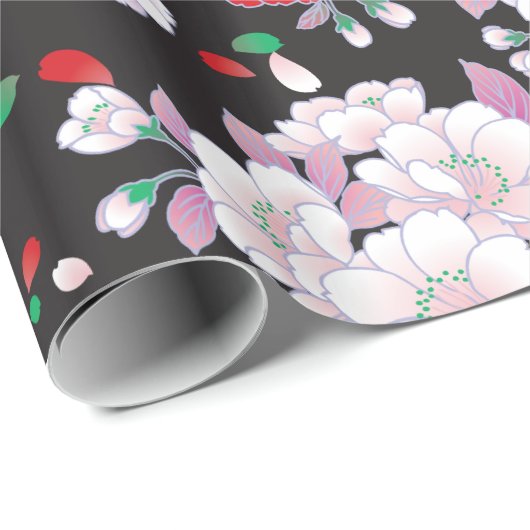 Rosa Sakura Vintages japanisches Muster Geschenkpapier (Rolleneckpunkt)