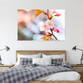 Rosa Sakura vor grauem Hintergrund Leinwanddruck (Insitu (Schlafzimmer))