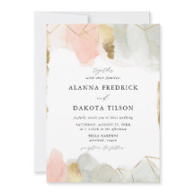 Rosa & Salbei Aquarell Gold Geometrische Hochzeit
