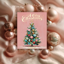 Rosa Samt-Weihnachtsbaum-Folie-Feiertags-Postkarte