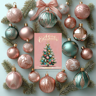 Rosa Samt-Weihnachtsbaum-Folie-Feiertagskarte Folien Feiertagskarte