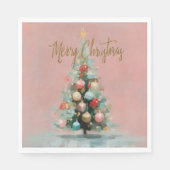 Rosa Samt-Weihnachtsbaum-Papier-Servietten Serviette (Vorderseite)