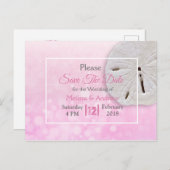 Rosa Sand Dollar Themed Wedding Save the Date Ankündigungspostkarte (Vorne/Hinten)