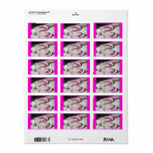 Rosa Sand drehend Flohsandalen am Strand von Flori Adressaufkleber (Vorne)