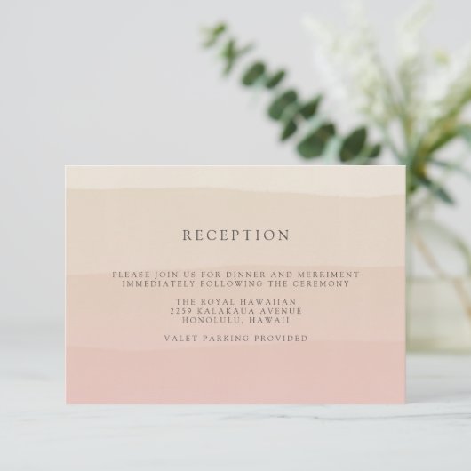 Rosa Sand | Hochzeitsempfangskarte Einladung (Stehend Vorderseite)