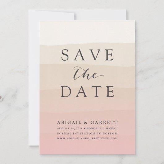 Rosa Sand Save the Date Karte (Vorderseite)