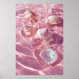 Rosa Sand und Seashells Mermaidcore Ästhetik Poster