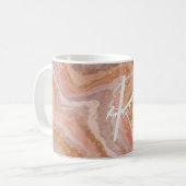 Rosa SandStone Agate Abstrakt Name Monogram Kaffeetasse (Vorderseite Links)