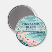 Rosa Sandstrand Bahamas Magnet (Vorderseite/Rückseite)