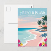 Rosa Sandstrand Bahamas Postkarte (Vorne/Hinten)