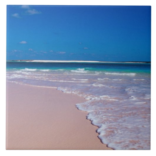rosa Sandstrand bei Conch Bay, Cat Island, Fliese (Vorderseite)