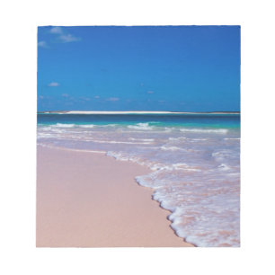 Rosa Sandstrand in Conch Bay, Cat Island, Notizblock