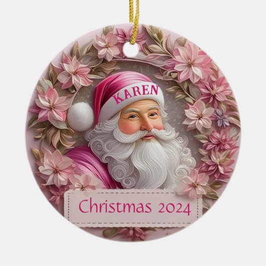 Rosa Santa Claus Personalisierte Ornamente (Vorne)