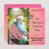 Rosa Santa Elegante Weihnachten Party Einladung (Vorne/Hinten)