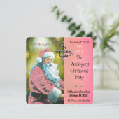 Rosa Santa Elegante Weihnachten Party Einladung (Stehend Vorderseite)