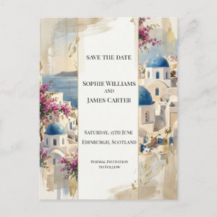 Rosa Santorin Blumen Save The Date Postkarte